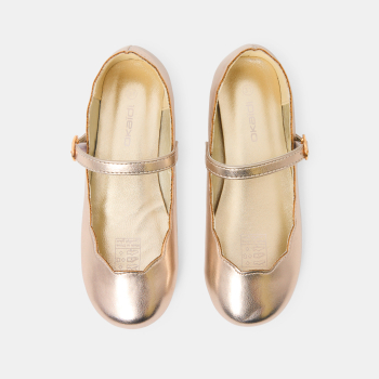 حذاء باليه ذهبي بحزام، للفتيات.